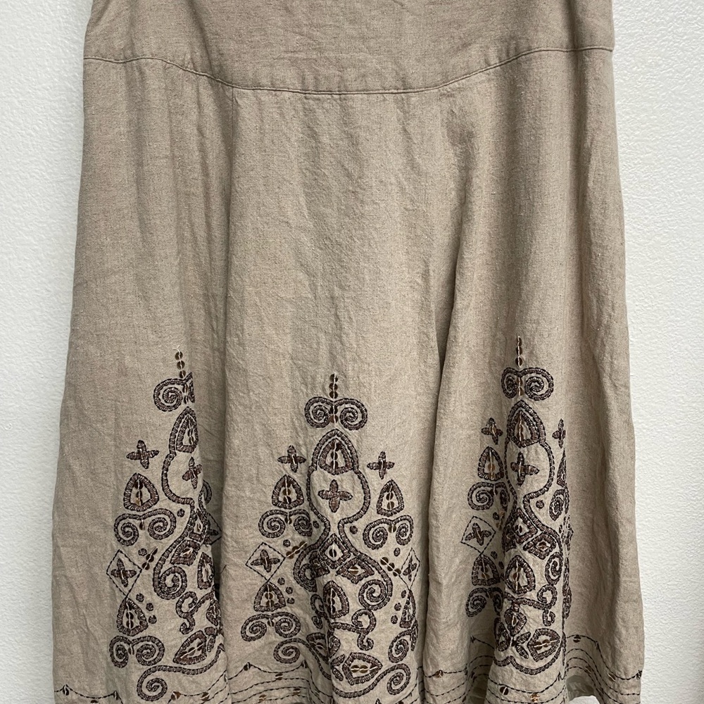 Embroidered Tan Skirt